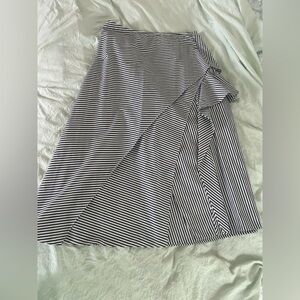 Robert Rodriguez Black and White Striped Midi Skirt